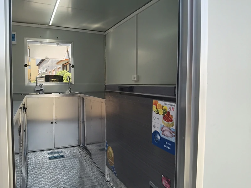 Interior layout of mobile ice cream trailer