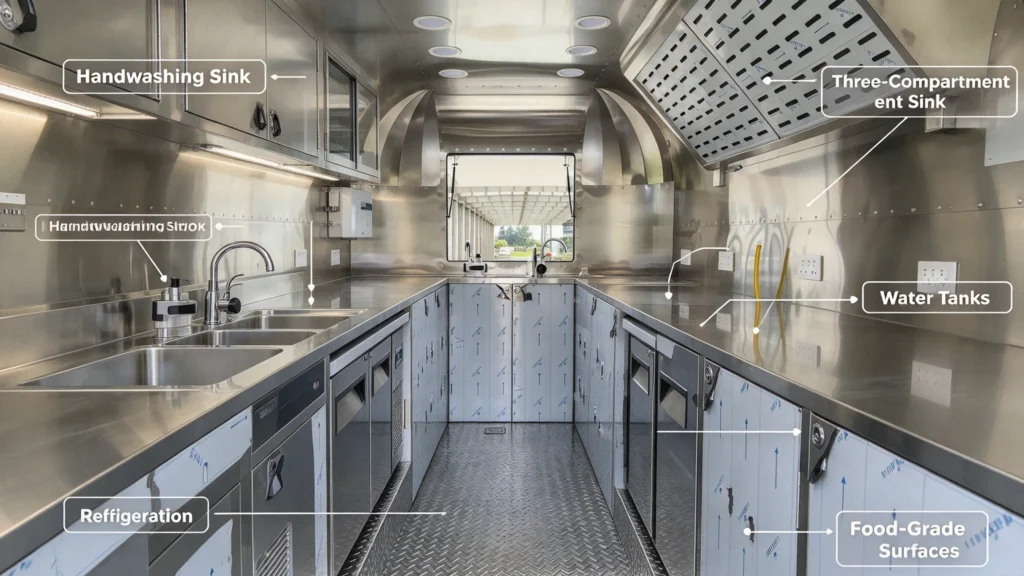 small food trailer interior